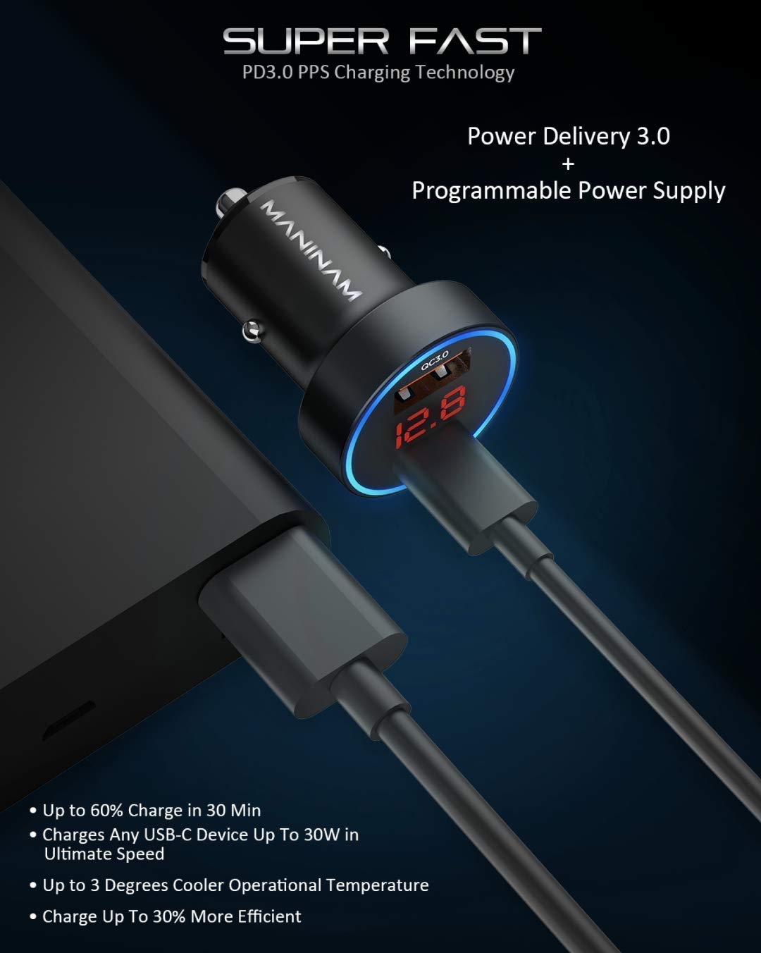 MANINAM Car Charger USB C and USB A-picture 3