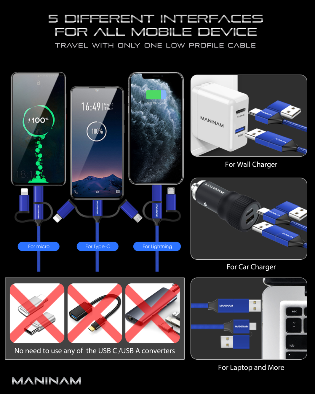 MANINAM Multi charging cable